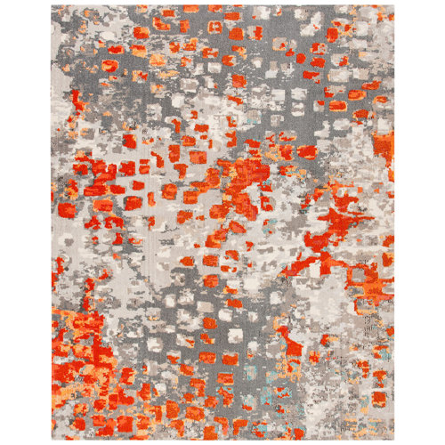 Wrought Studio Poche Abstract Orange Area Rug & Reviews Wayfair